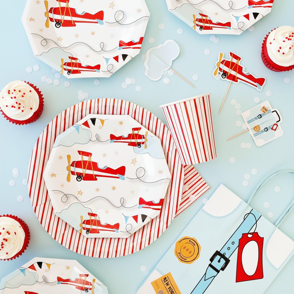Red Fine Stripes Cups (Set of 8) - themonogram manor 