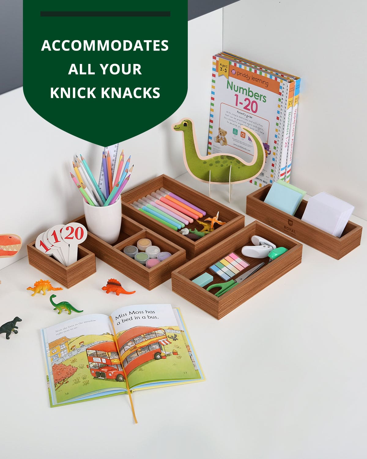 Storage Box Set of 5, Brown - themonogram manor 