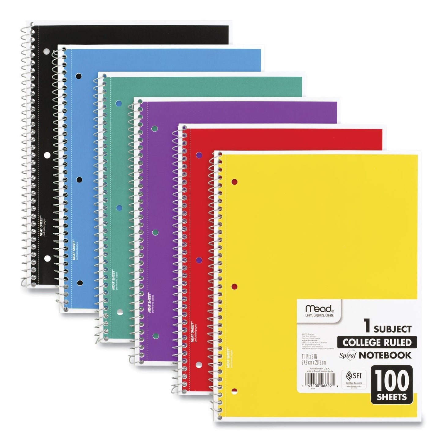 Mead Spiral Notebook, 3 - Hole Punched, 1 Subject, Medium/College Rule, Randomly Assorted Covers, 11 x 8, 100 Sheets - themonogram manor 