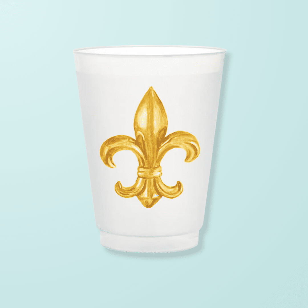 Gold Fleur De Lis Frosted Cups - themonogram manor 