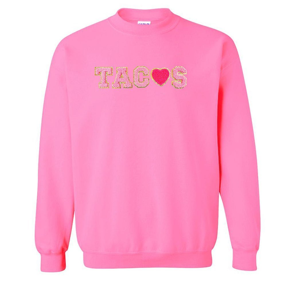 Tacos Letter Patch Crewneck Sweatshirt - themonogram manor 