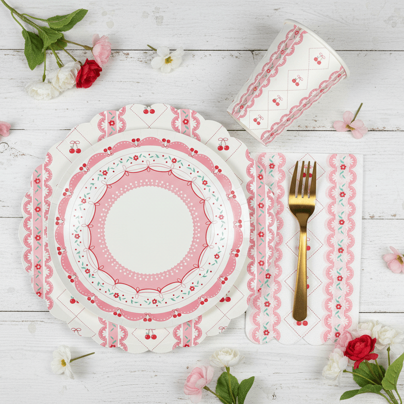 Cherry Coquette Dessert Plates 8" (8 pack) - themonogram manor 