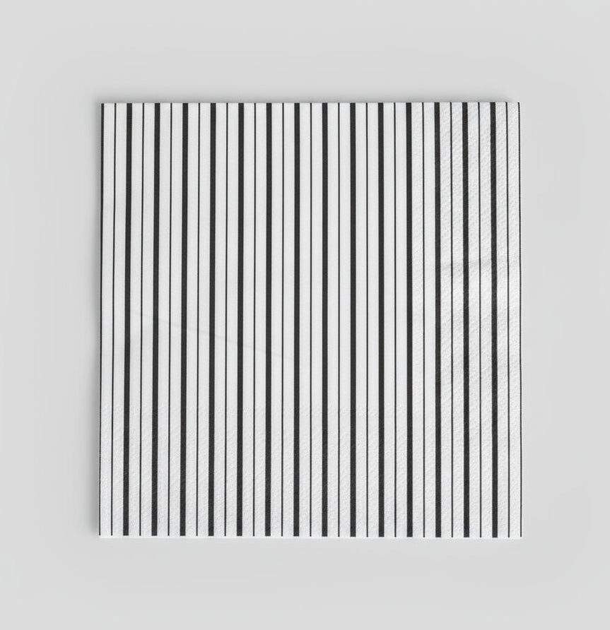 Black and White Fine Stripes Napkins (Set of 16) - themonogram manor 