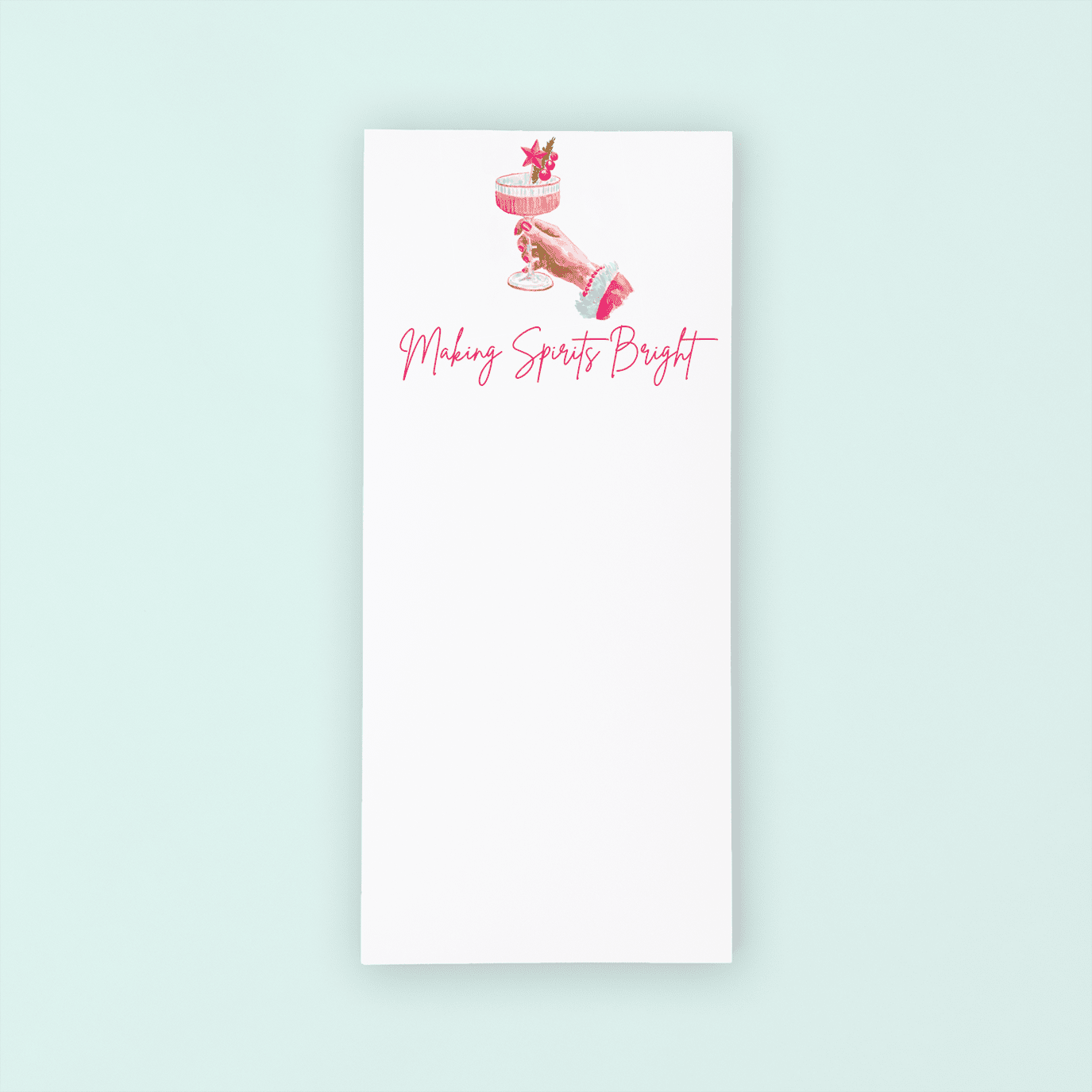 Pink Christmas Cocktail List Pad - themonogram manor 