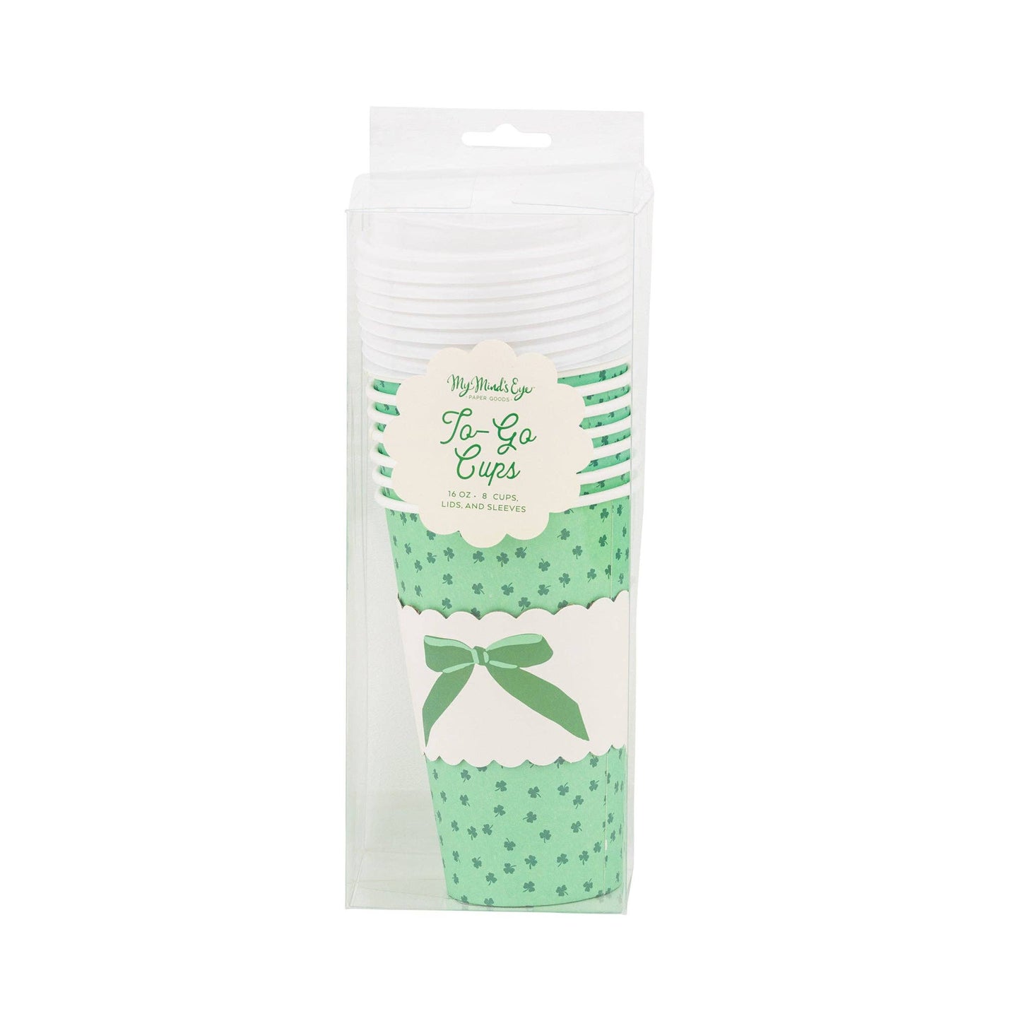 PLTG1727 - Shamrocks & Bows To Go Cups (8 ct) - themonogram manor 