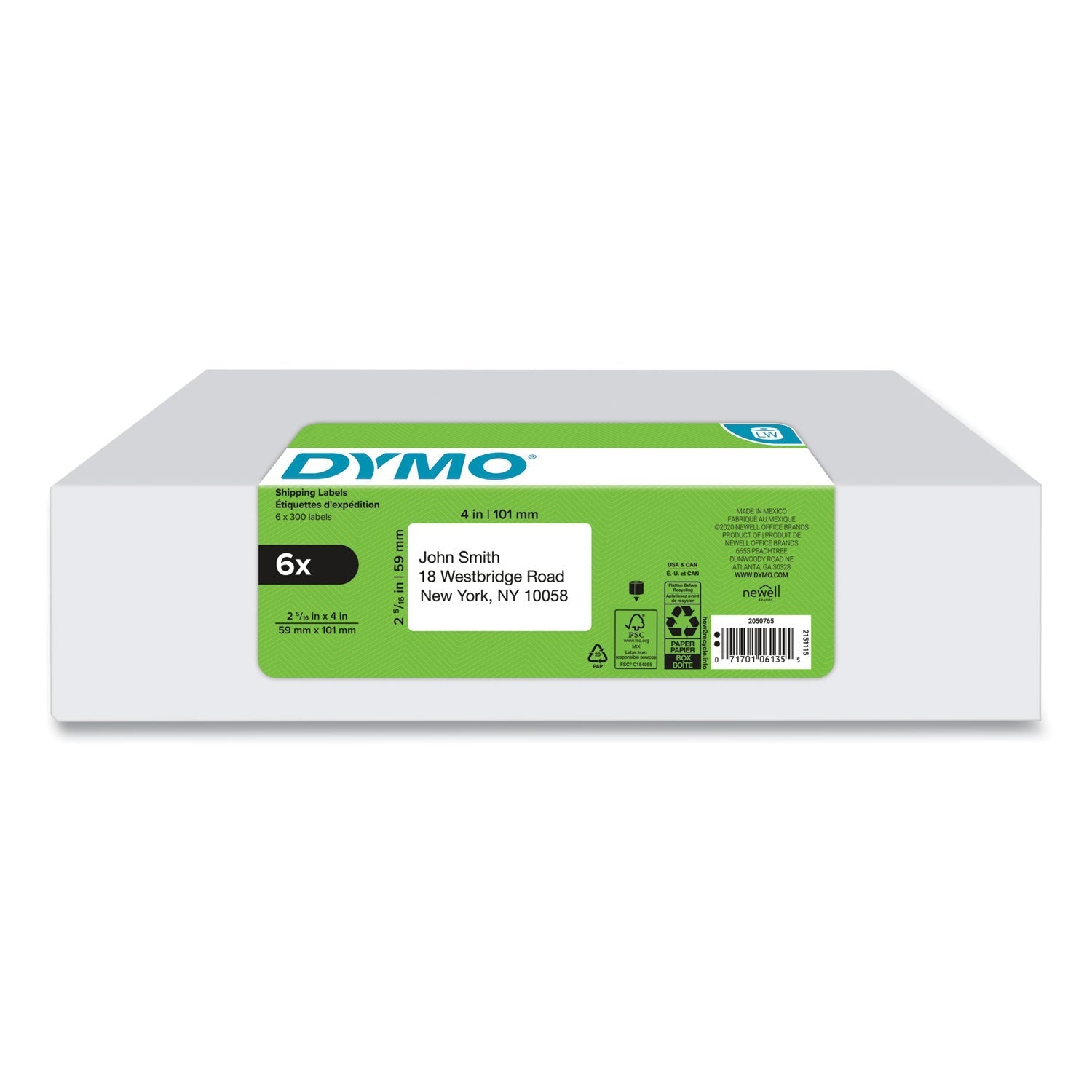 DYMO LW Shipping Labels, 2.31" x 4", White, 300 Labels/Roll, 6 Rolls/Pack - themonogram manor 