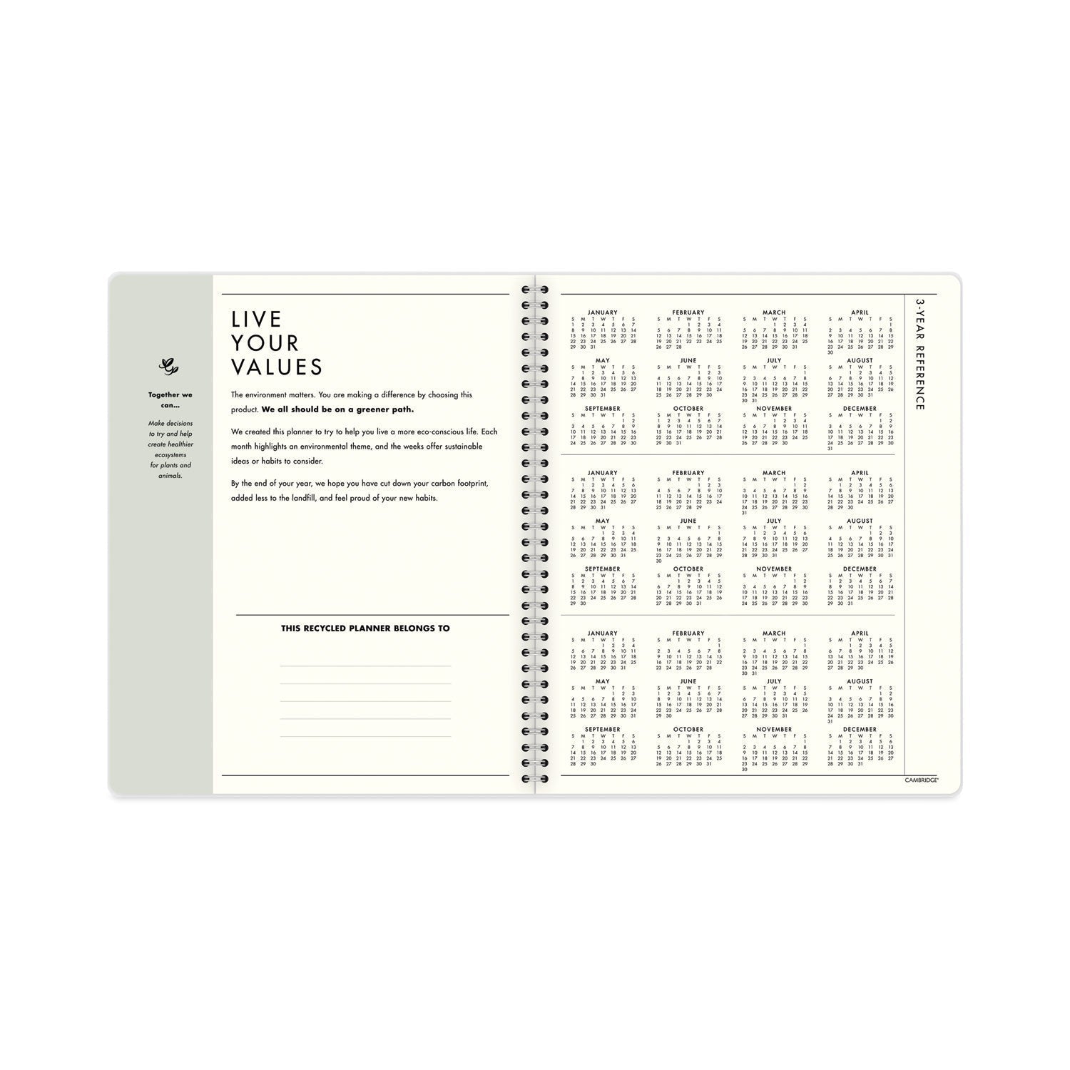 Cambridge GreenPath Weekly/Monthly Planner, GreenPath Artwork, 11 x 8.5, White/Green Cover,12 Month (Jan to Jan): 2023 - themonogram manor 