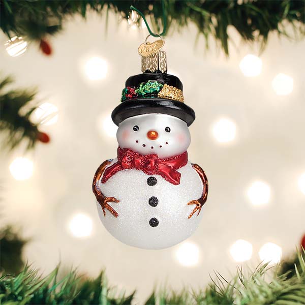 Red Bow Holly Hat Snowman Ornament - themonogram manor 