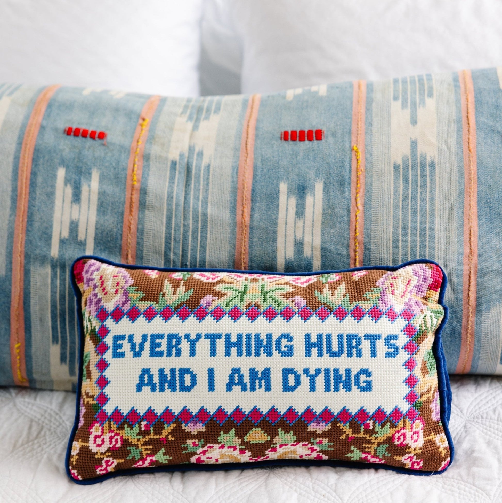 Everything Hurts Needlepoint Pillow - themonogram manor 