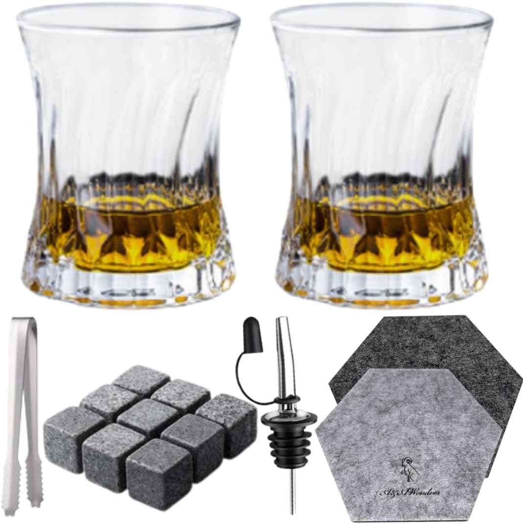 Whiskey Glasses 7oz Premium Scotch Glasses Set of 2 - Old Fashioned Whiskey - themonogram manor 