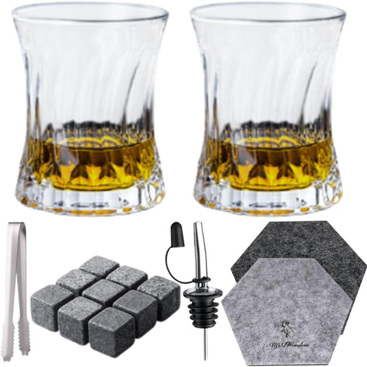 Whiskey Glasses 7oz Premium Scotch Glasses Set of 2 - Old Fashioned Whiskey - themonogram manor 