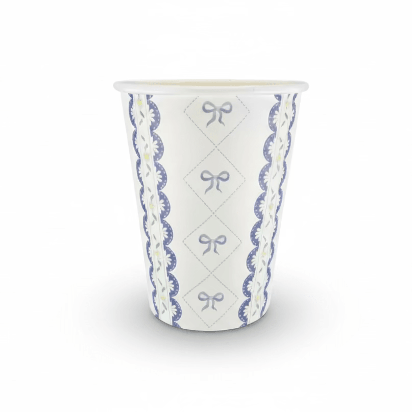 Blue Bow Coquette Paper Cups 9oz (8 pack) - themonogram manor 