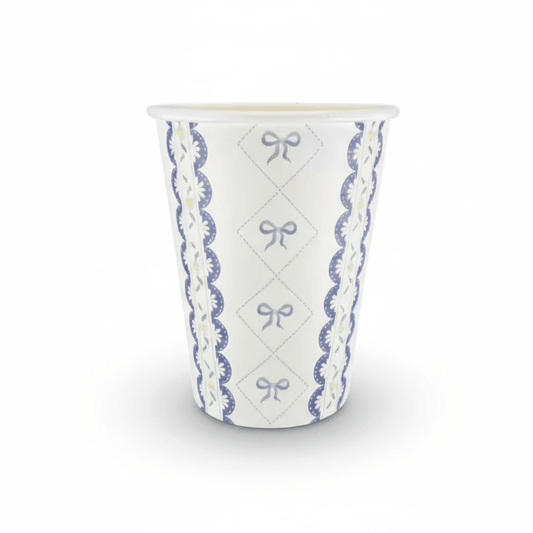 Blue Bow Coquette Paper Cups 9oz (8 pack) - themonogram manor 
