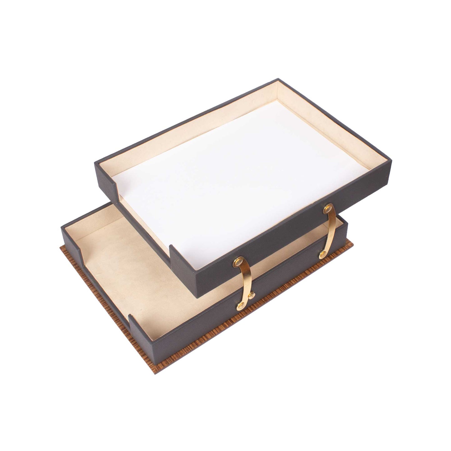 MOOG Star Wooden Leather Double Document Tray - themonogram manor 