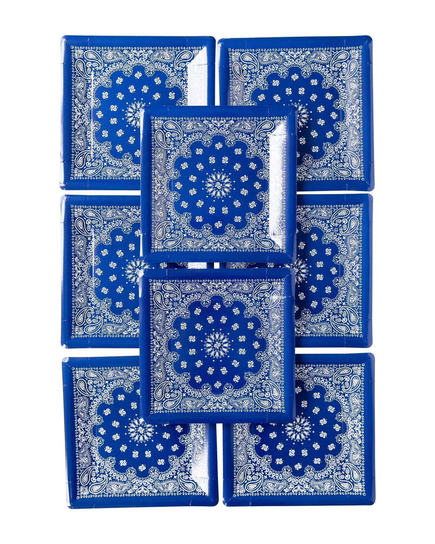 PLTS366R - MME - Blue Bandana Paper Plate - themonogram manor 