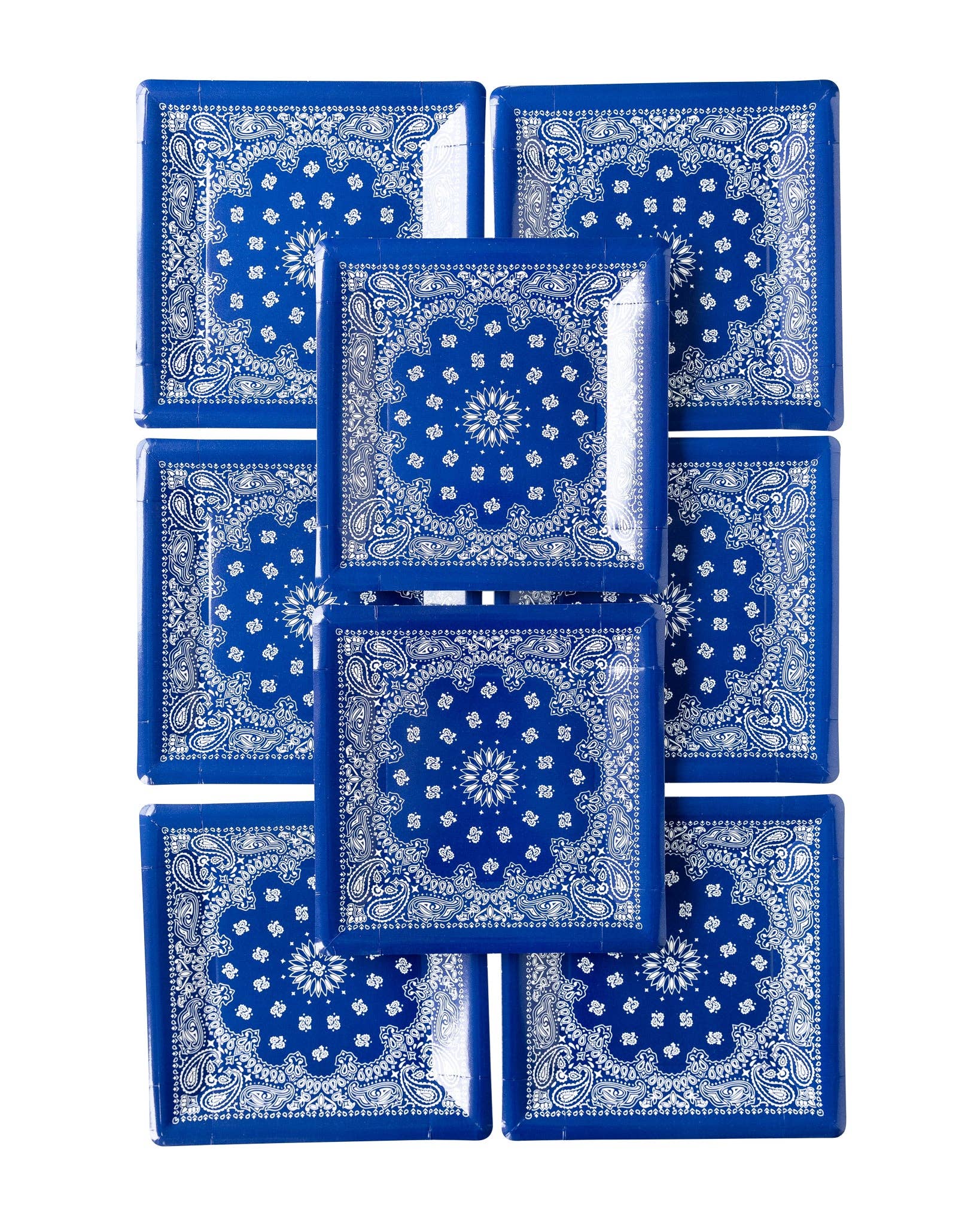PLTS366R - MME - Blue Bandana Paper Plate - themonogram manor 