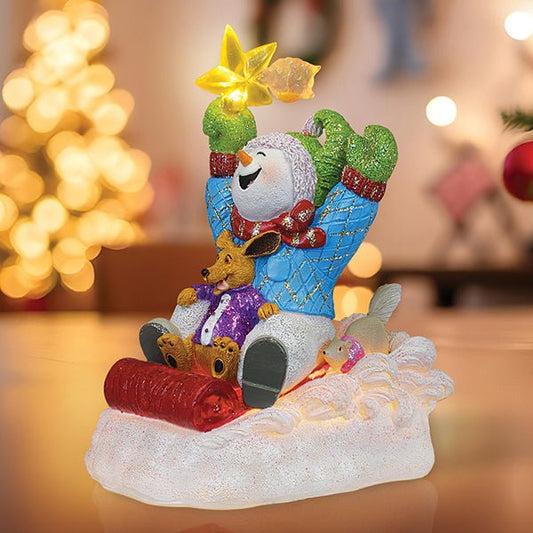 Star Powered Snow Boy Lighted Figurine - themonogram manor 