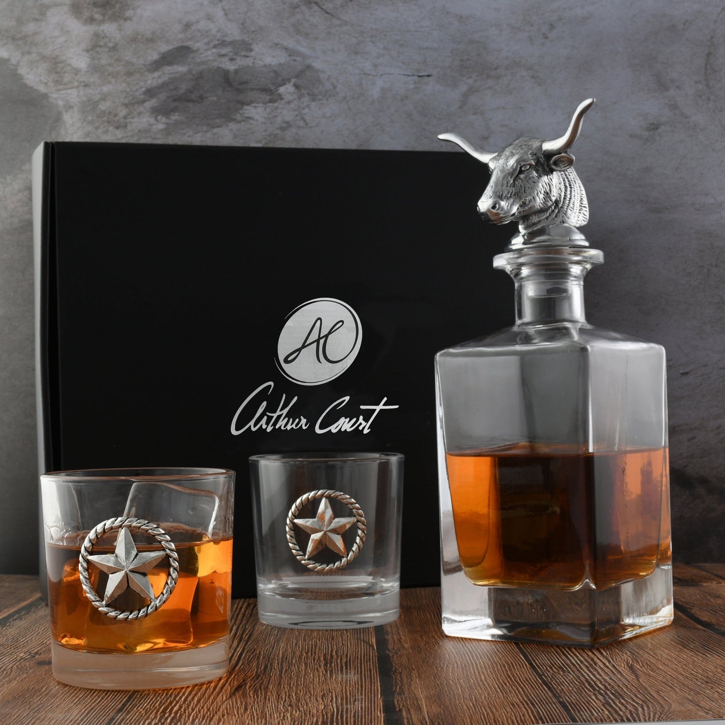 Longhorn Decanter Set with Pair of Glasses - themonogram manor 