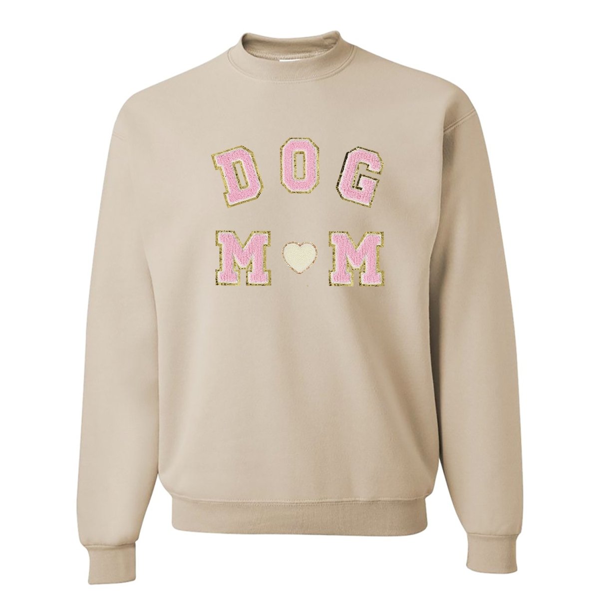 Dog Mom Letter Patch Crewneck Sweatshirt - themonogram manor 