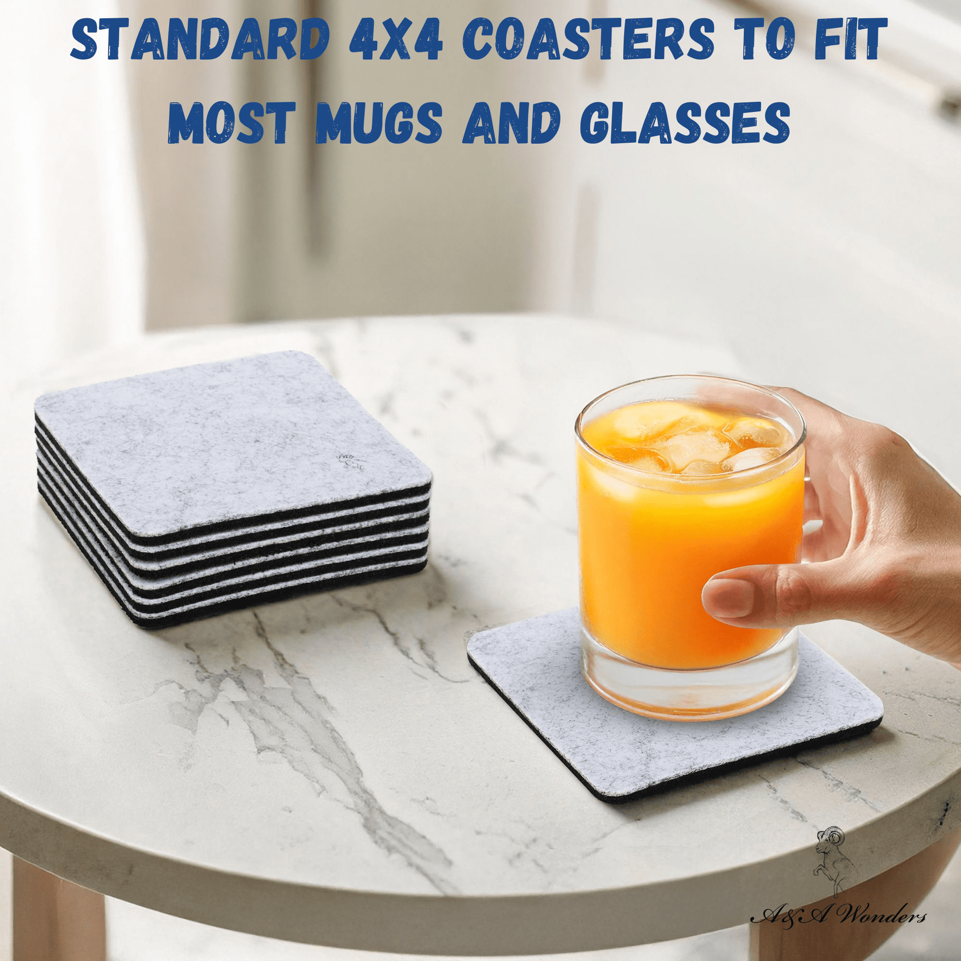 Premium Felt Coasters for Drink Set of 18 Pcs - (square) - themonogram manor 