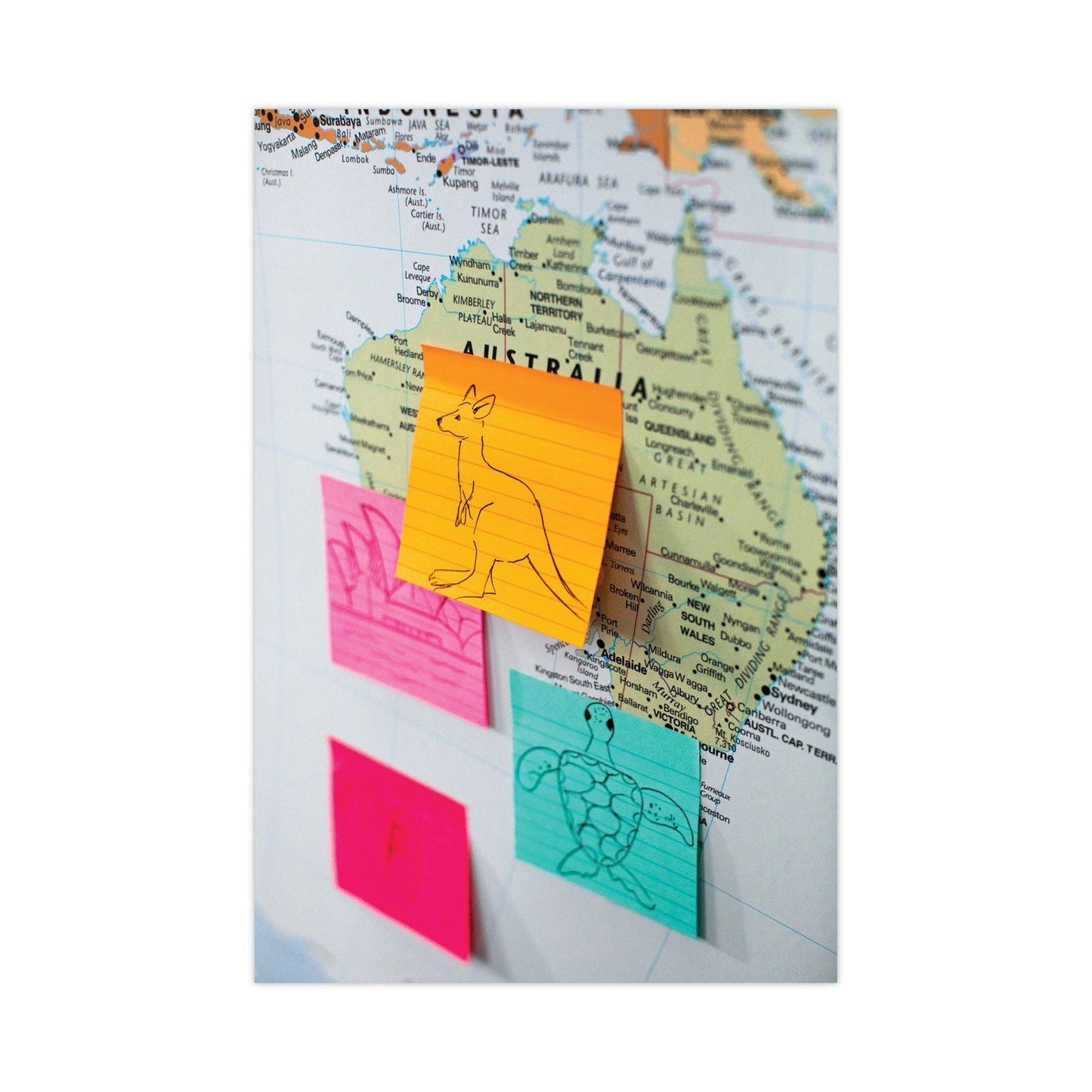 Post - it Pop - up Notes Refill, Note Ruled, 4" x 4", Aqua Wave, 90 Sheets/Pad, 5 Pads/Pack - themonogram manor 