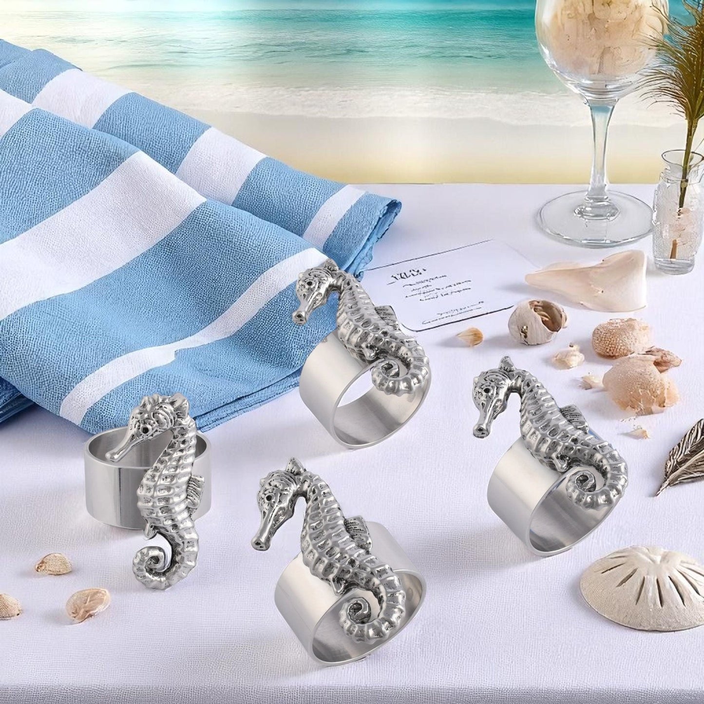 Sea Horse Napkin Rings - set of 4 - themonogram manor 