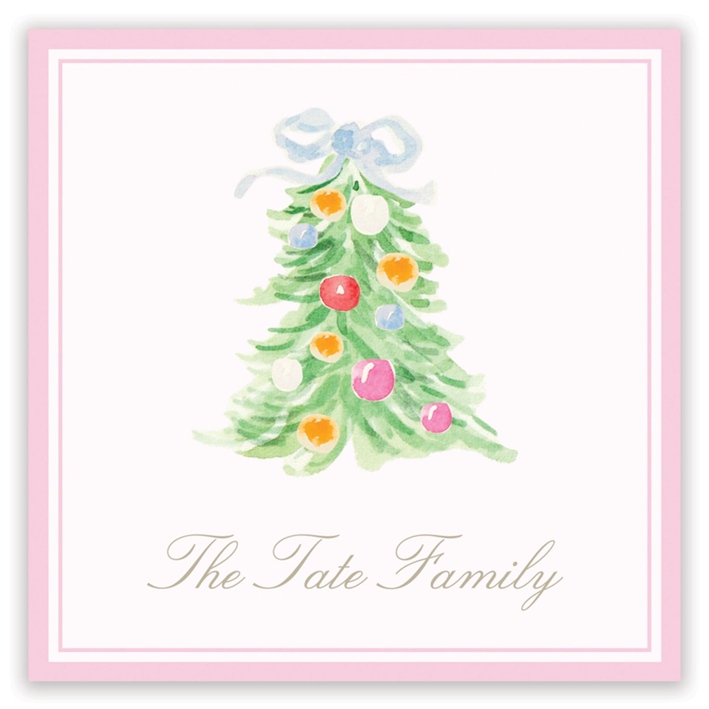oh, christmas tree pink enclosure card - themonogram manor 