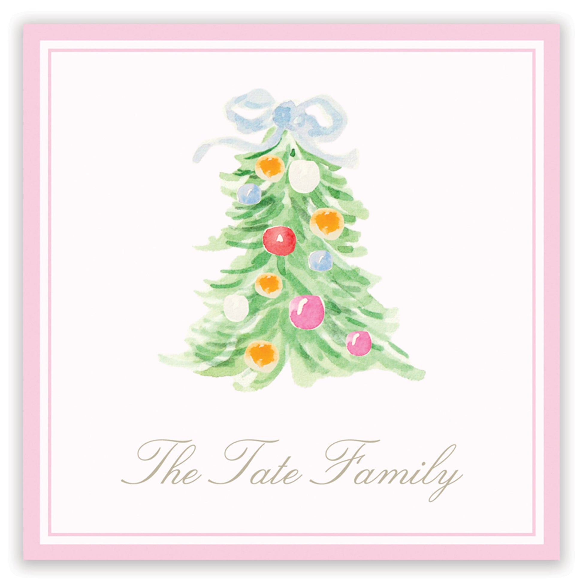 oh, christmas tree pink enclosure card - themonogram manor 