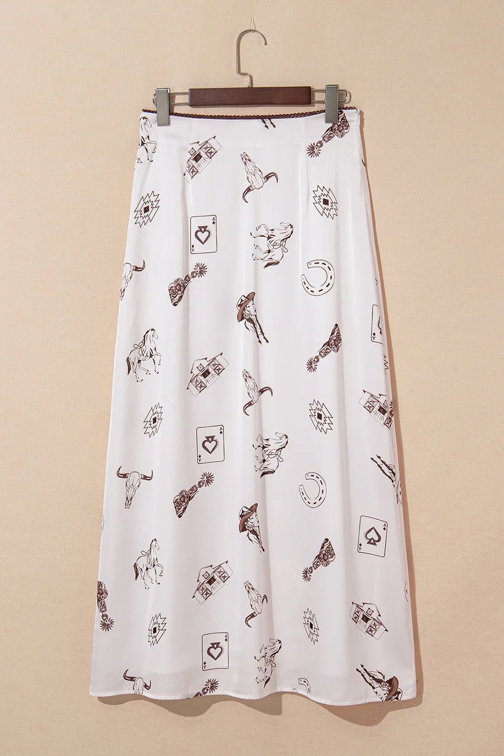 Western Lace Trim High Waist Maxi Skirt - themonogram manor 