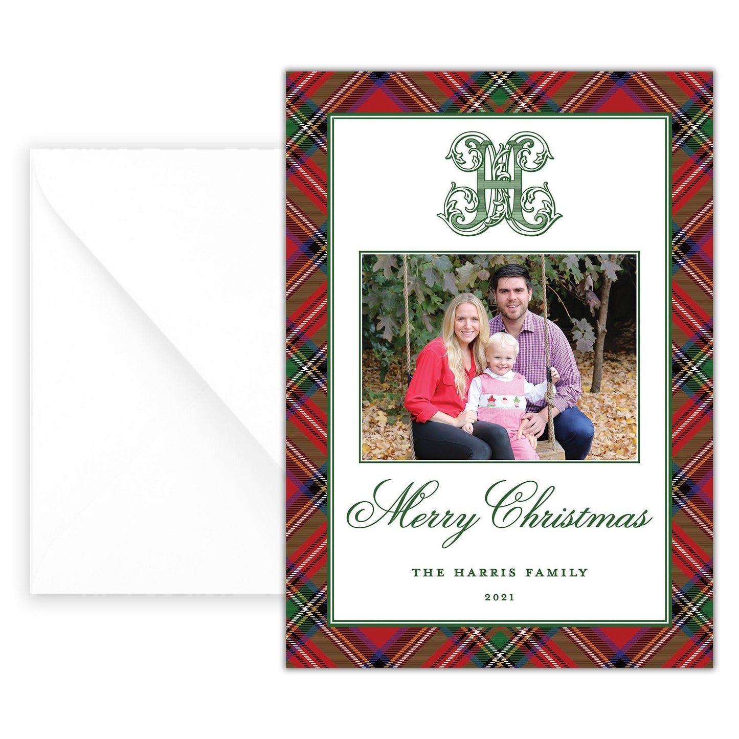 christmas tartan landscape holiday card - themonogram manor 