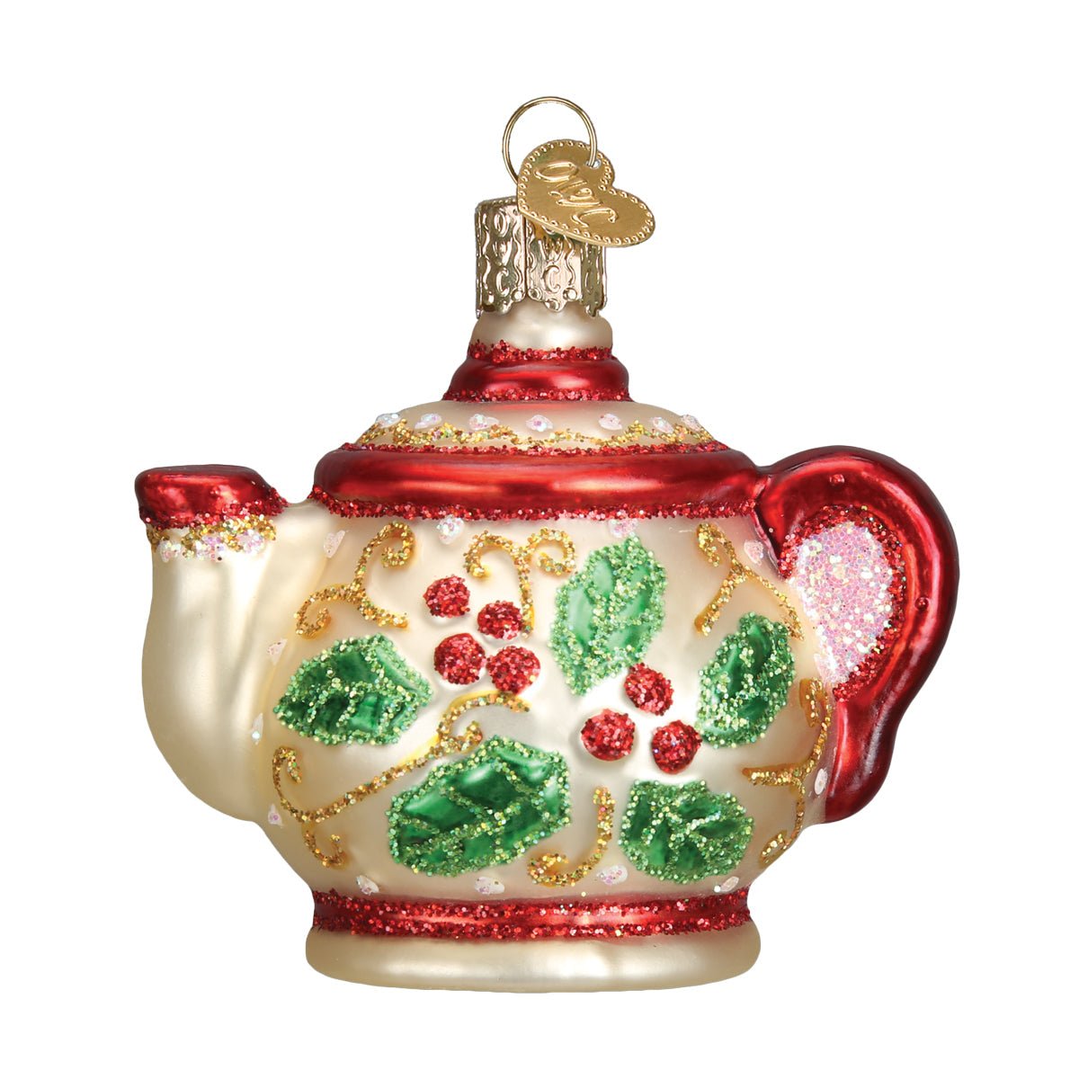 Holly Teapot Ornament - themonogram manor 
