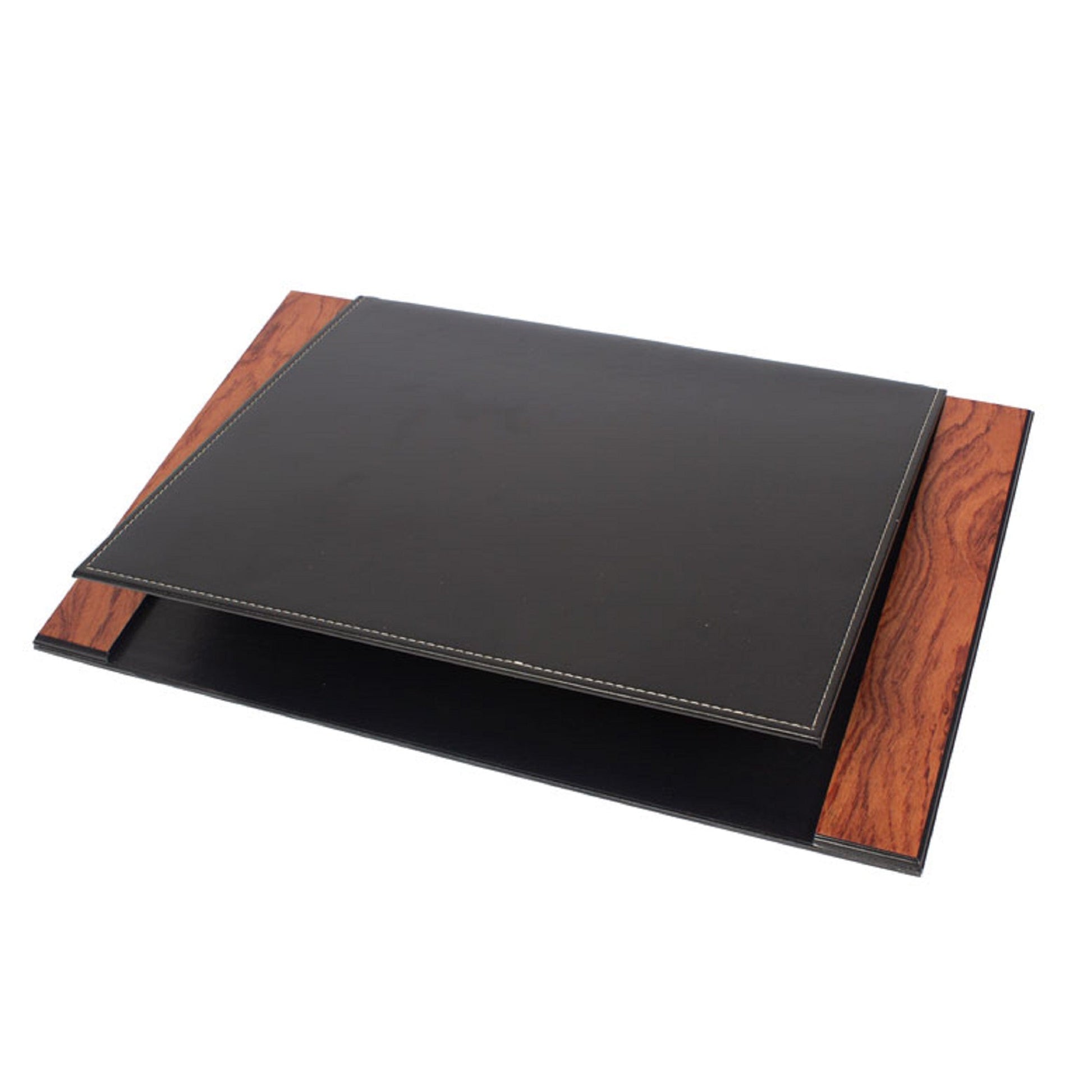 MOOG Leather Desk Pad | Prestige Desk Pad Mahogany Wood Combination | Desk Pad With Cover | Leather - themonogram manor 
