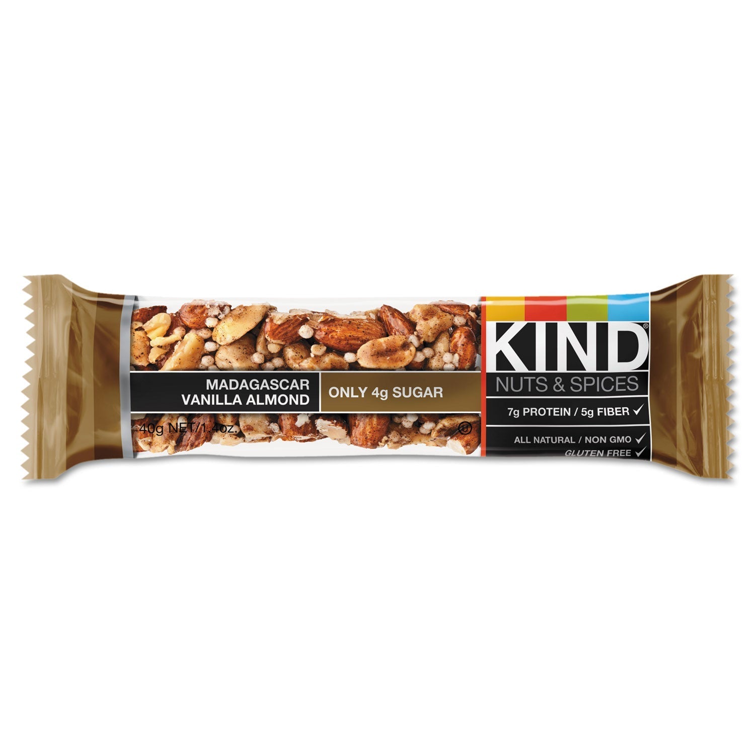 KIND Nuts and Spices Bar, Madagascar Vanilla Almond, 1.4 oz, 12/Box - themonogram manor 