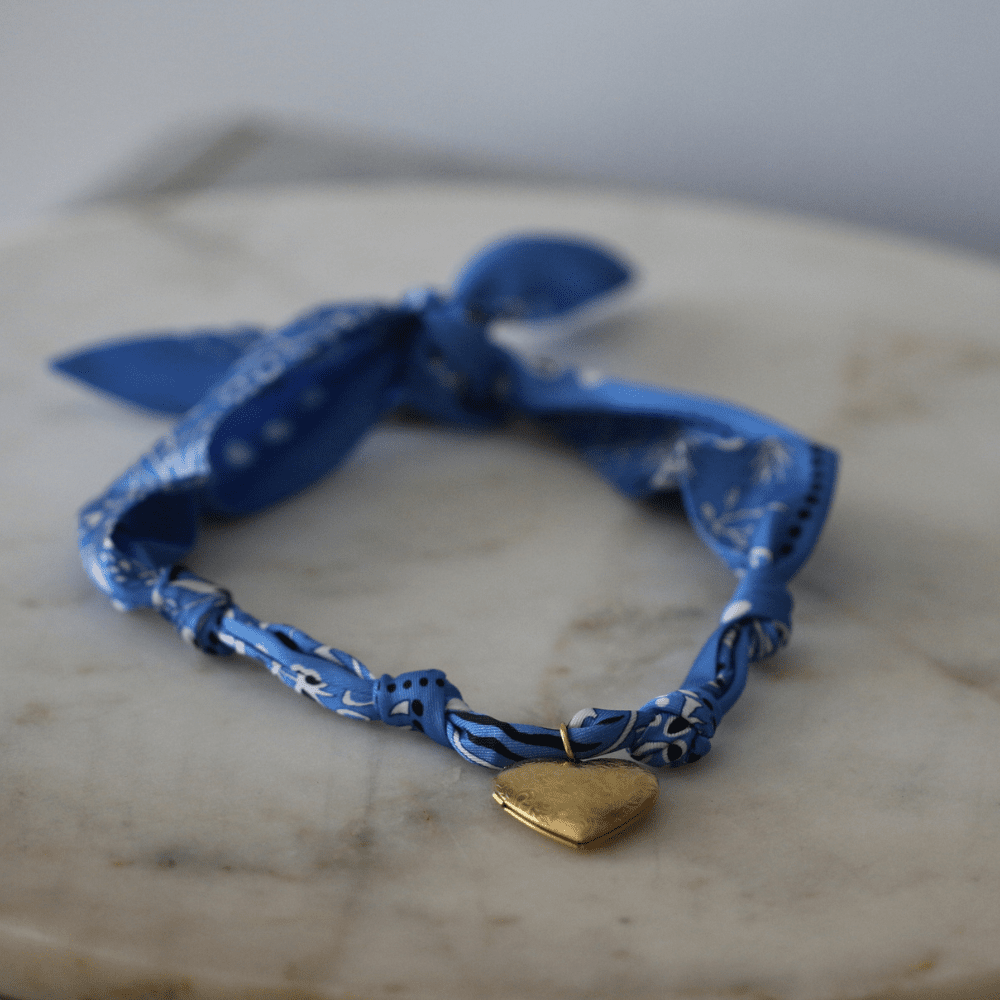 Blue Skies Heart Locket Scarf Necklace - themonogram manor 