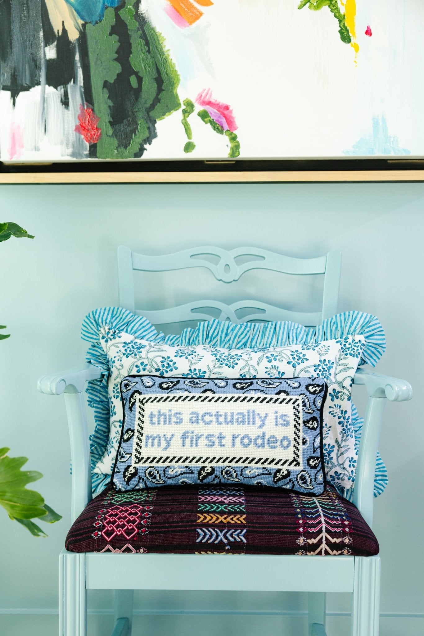 First Rodeo Needlepoint Pillow - themonogram manor 