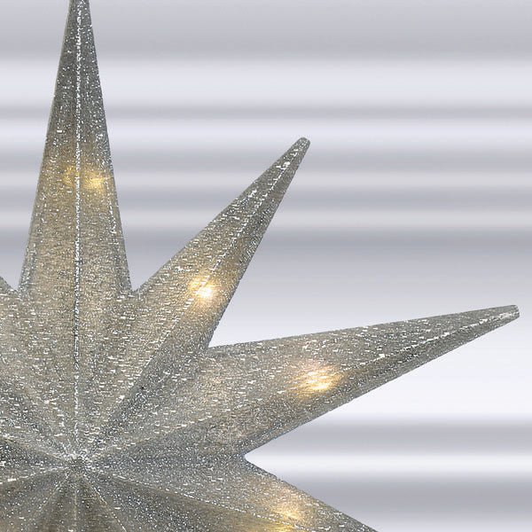 12" Lit Silver Glitter Star Tree Topper - #themonogram manor #