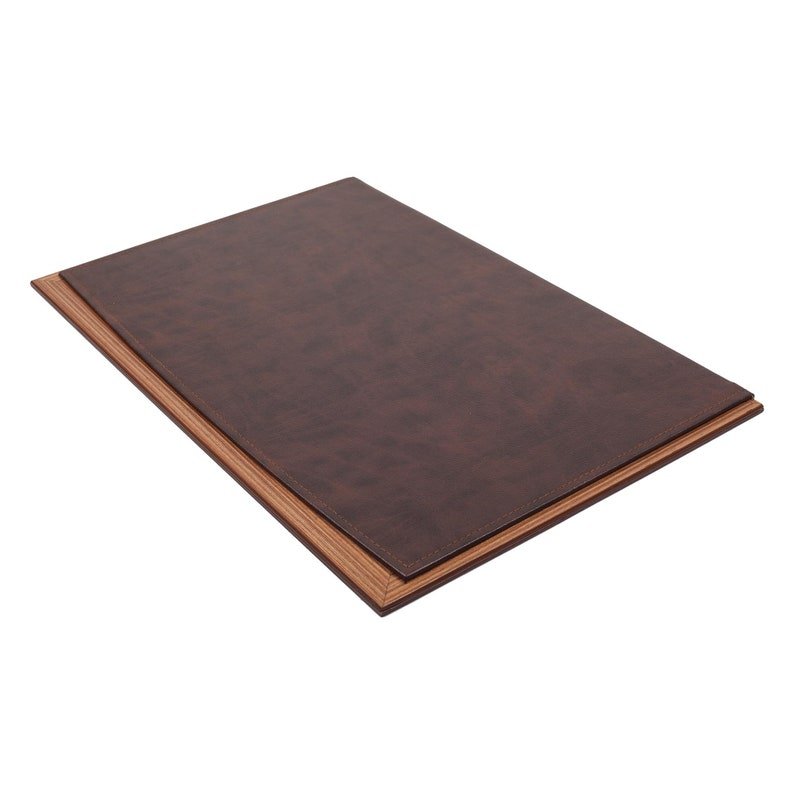 MOOG Leather Desk Pad With Wood Combination - themonogram manor 
