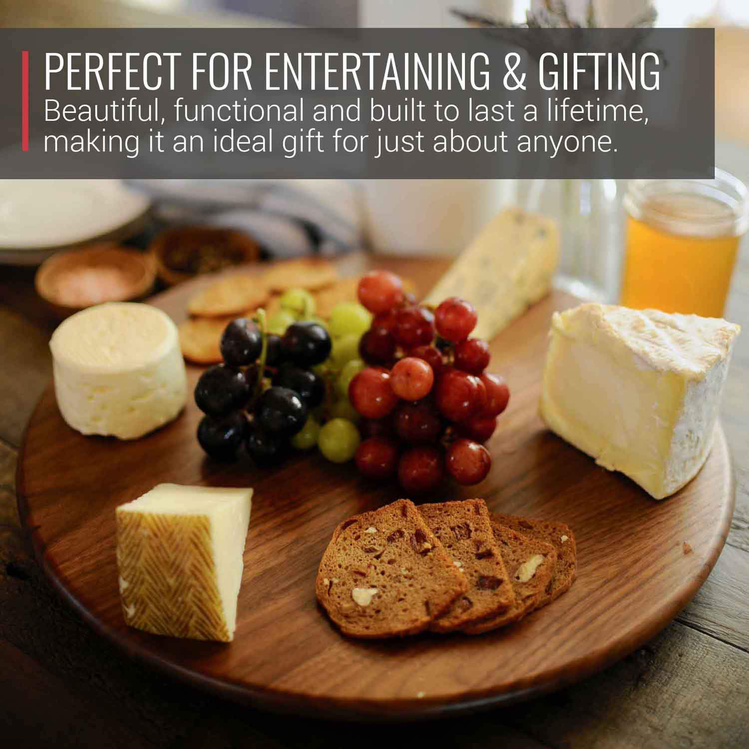 Walnut Wood Lazy Susan Centerpiece - themonogram manor 