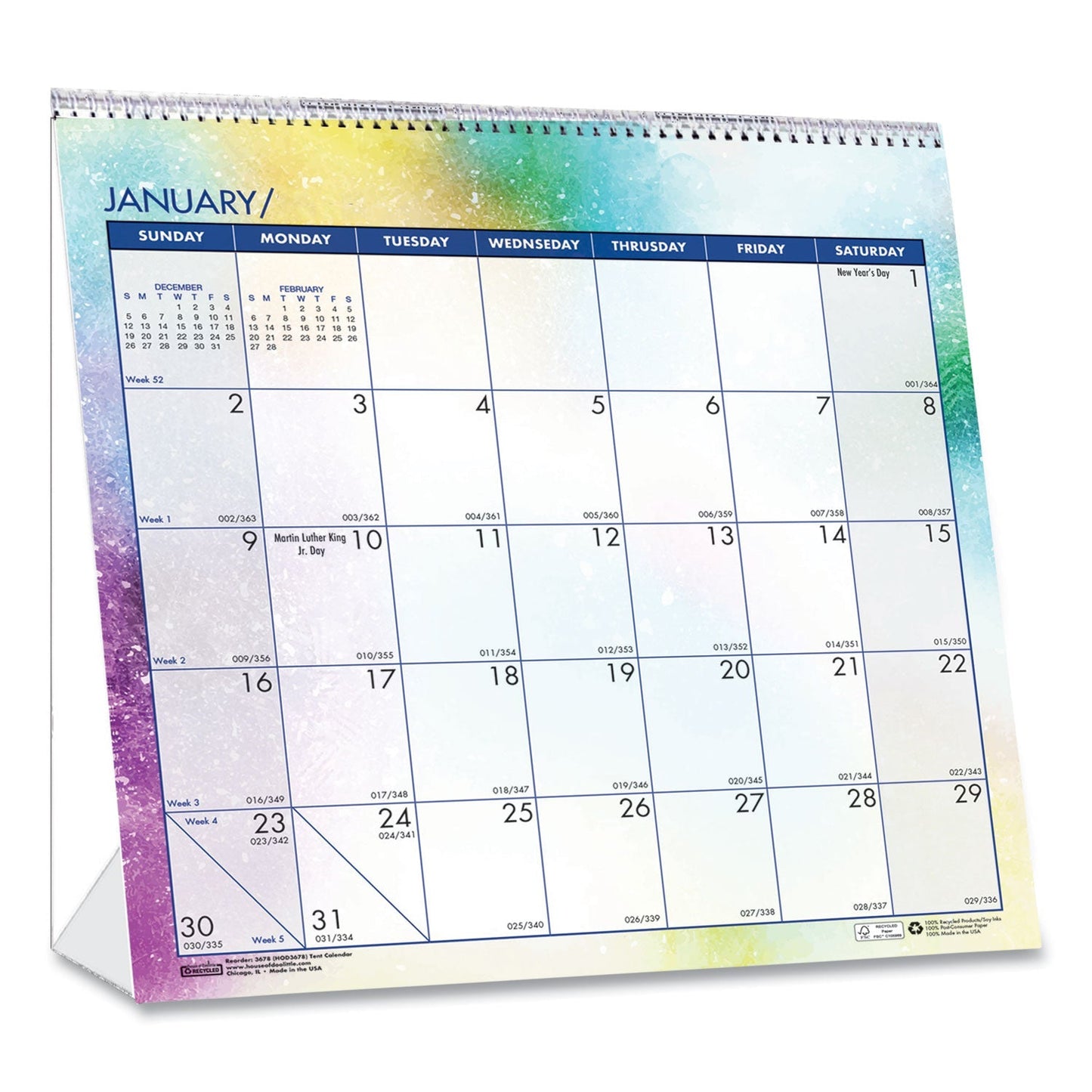 House of Doolittle Recycled Cosmos Tent Calendar, Cosmos Artwork, 6 x 6, White/Blue/Multicolor Sheets, 2023 - themonogram manor 