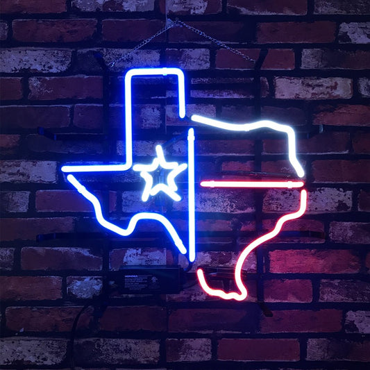 Texas Map with Lone Star Beer Neon Signs Light - themonogram manor 