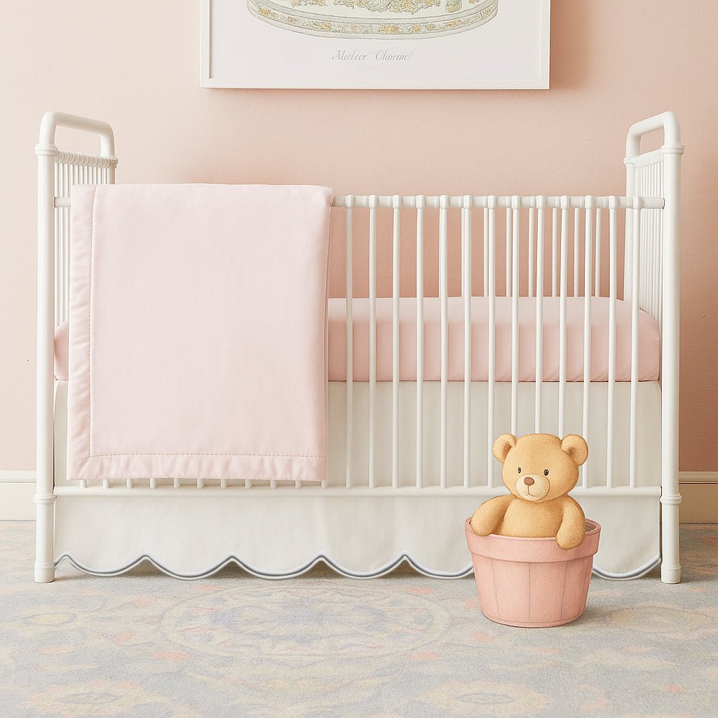 Scallop Embroidery Cotton Crib Skirt - themonogram manor 