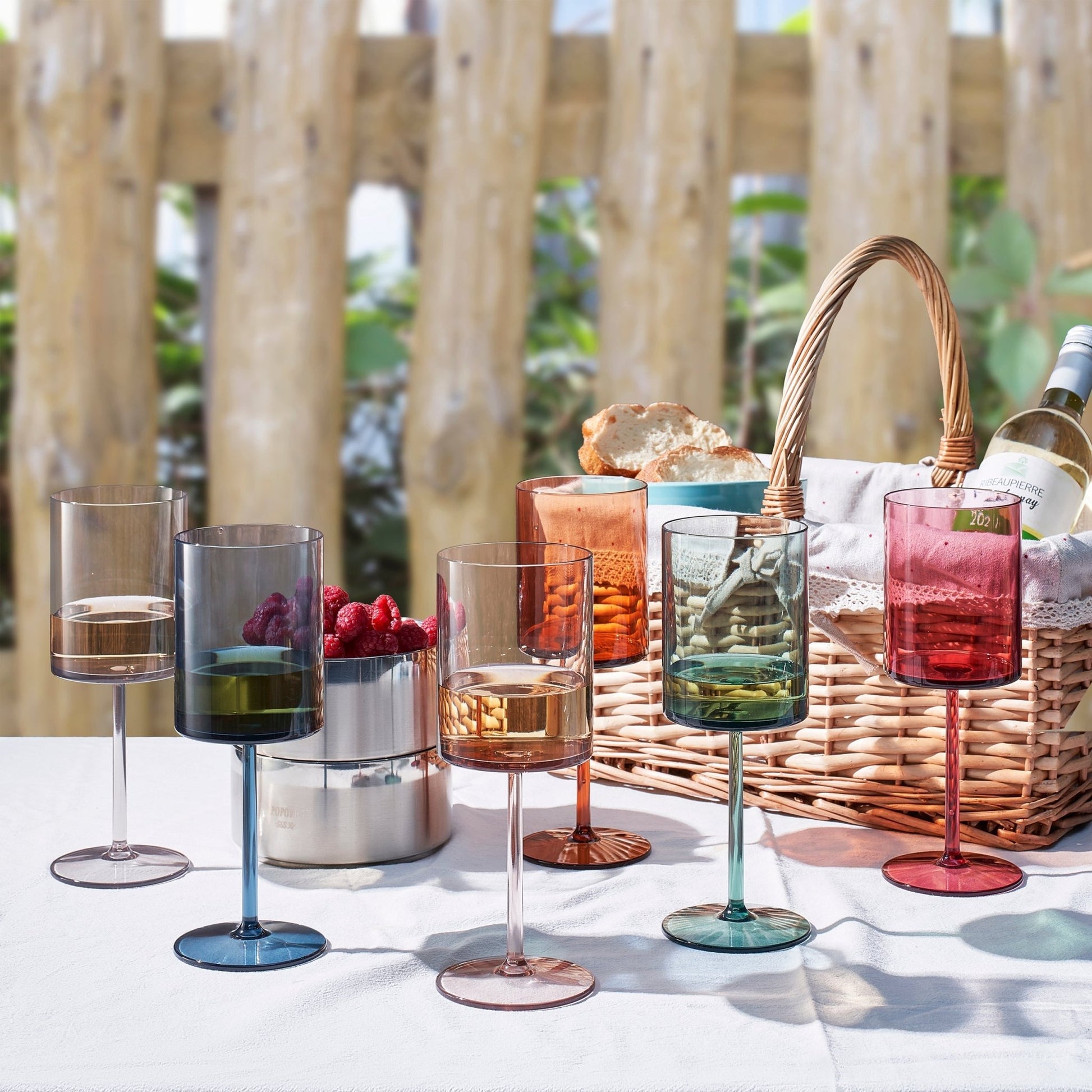 Tonal Acrylic Stemmed Square Wine Glassware, Set of 6 - themonogram manor 