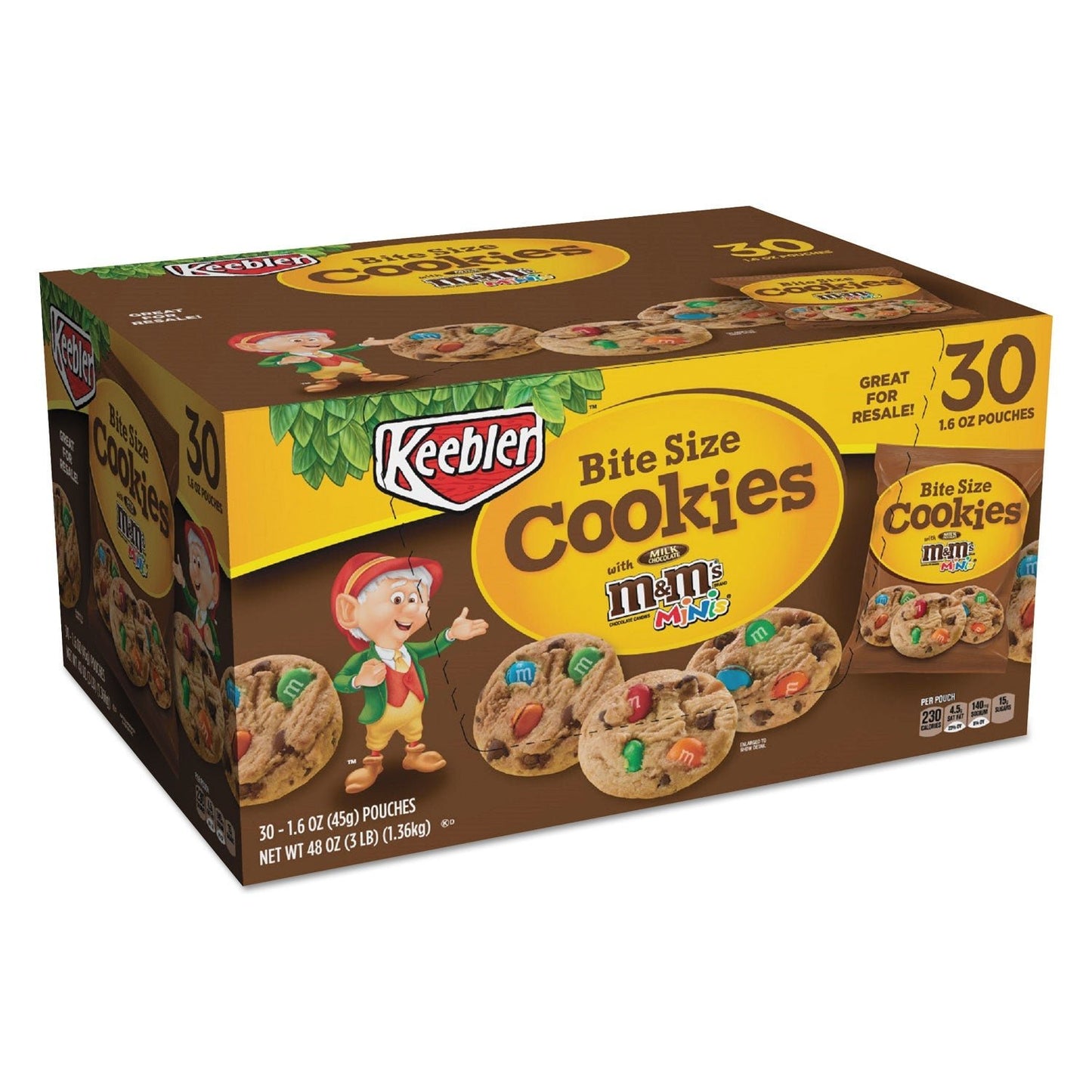 Keebler Mini Cookie Snack Packs, Chocolate Chip/MandMs, 1.6 oz Pouch, 30 Pouches/Carton - themonogram manor 