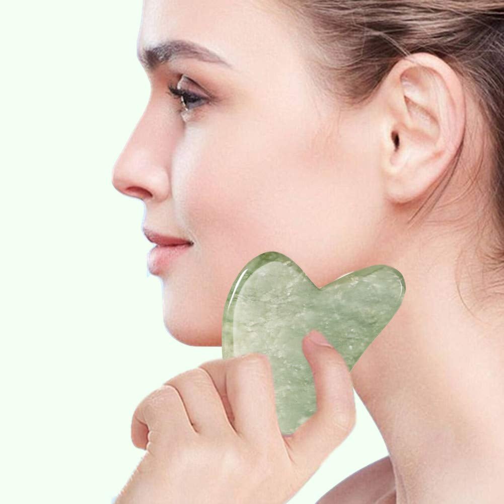 Gua Sha Facial Tools Jade Roller for Face - Facial Massage Tool for anti Aging Wrinkles and Skin Rejuvenate -100% Natural Jade Stone for Face Eyes (Jade Roller+Gua SHA) - themonogram manor 