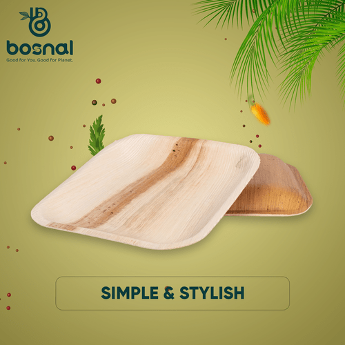 Bosnal - Palm Leaf Biodegradable Plates, 10 inch, Square - themonogram manor 