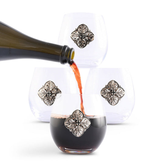 Concho Stemless Wine Glasses - Set of 4 - themonogram manor 