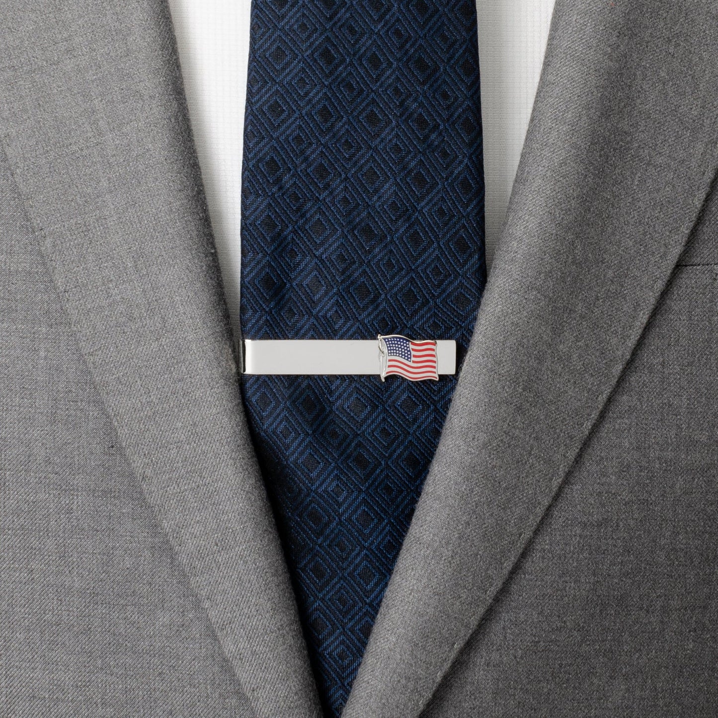 American Waving Flag Cufflinks and Tie Bar Gift Set - themonogram manor 
