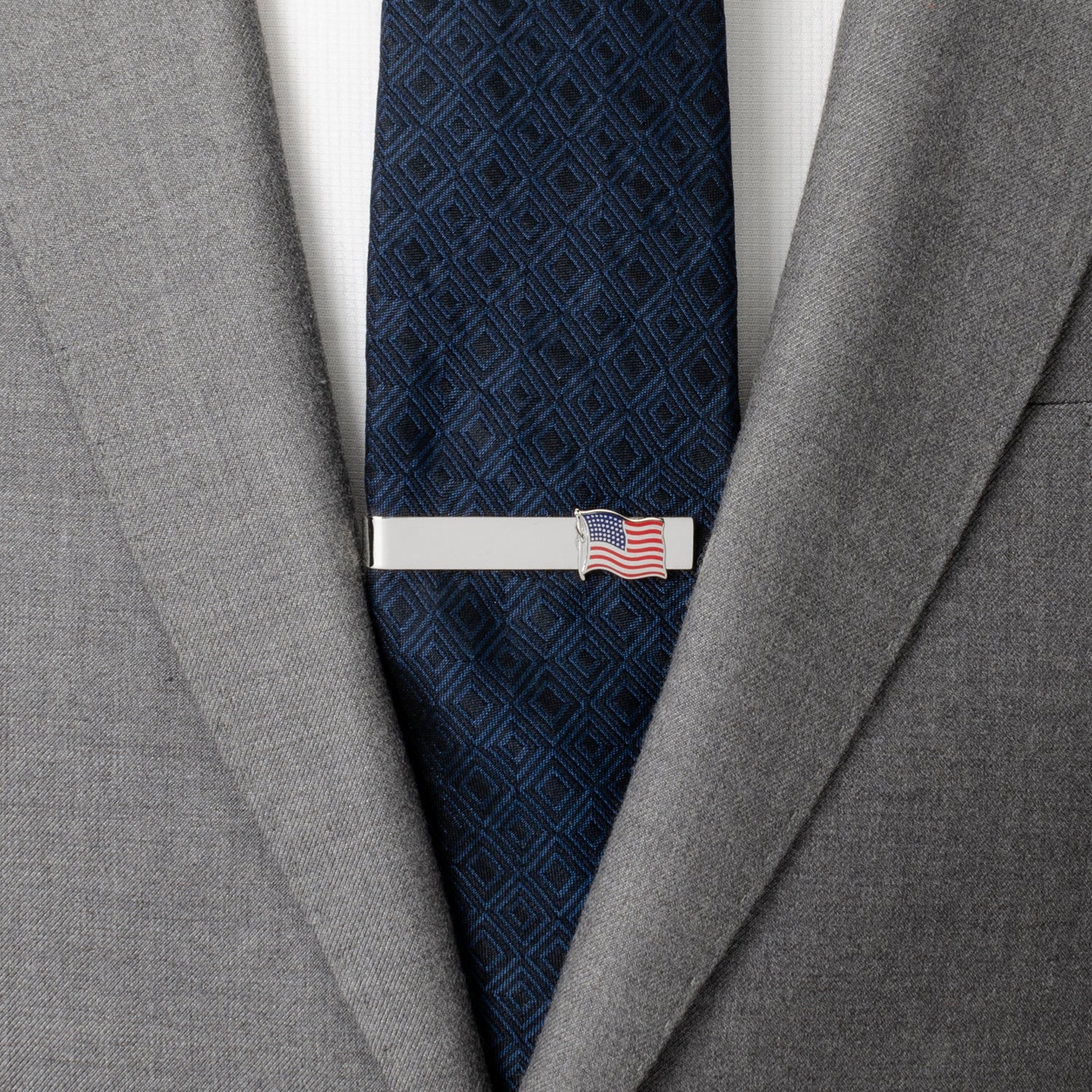American Waving Flag Cufflinks and Tie Bar Gift Set - themonogram manor 
