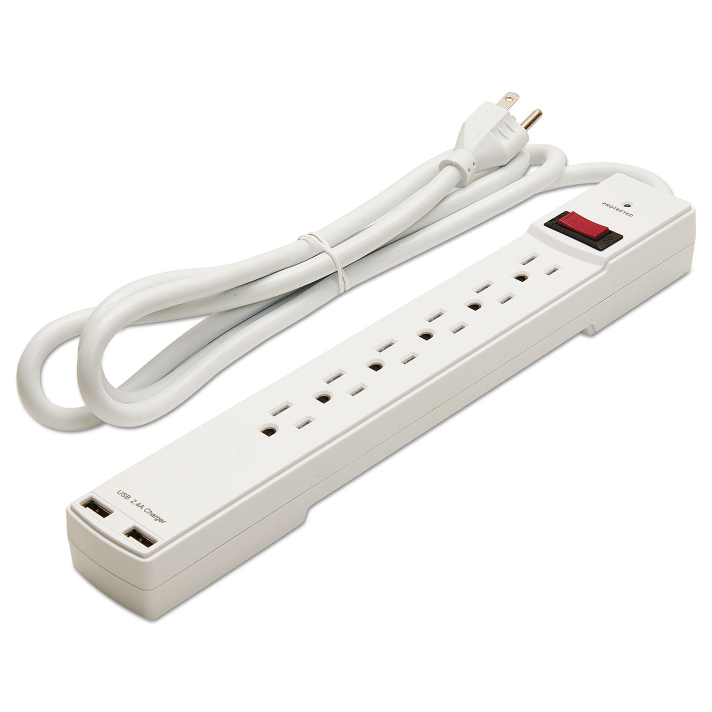 Innovera Surge Protector, 6 AC Outlets/2 USB Ports, 6 ft Cord, 1,080 J, White - themonogram manor 