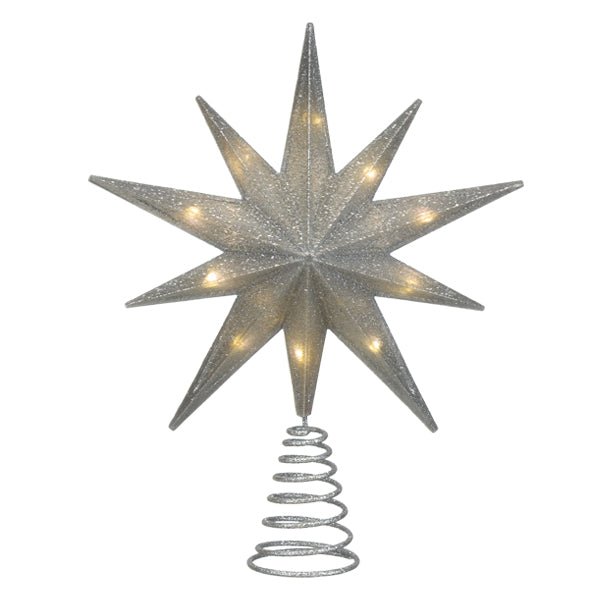 12" Lit Silver Glitter Star Tree Topper - #themonogram manor #